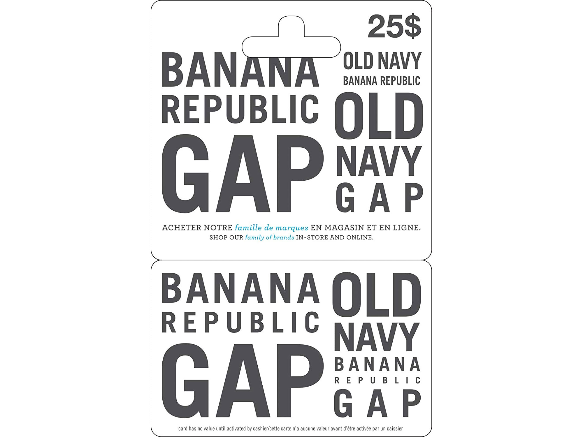 Amazon：購買Banana Republic/Gap/Old Navy $25禮券(Gift Card)，即可獲八折優惠