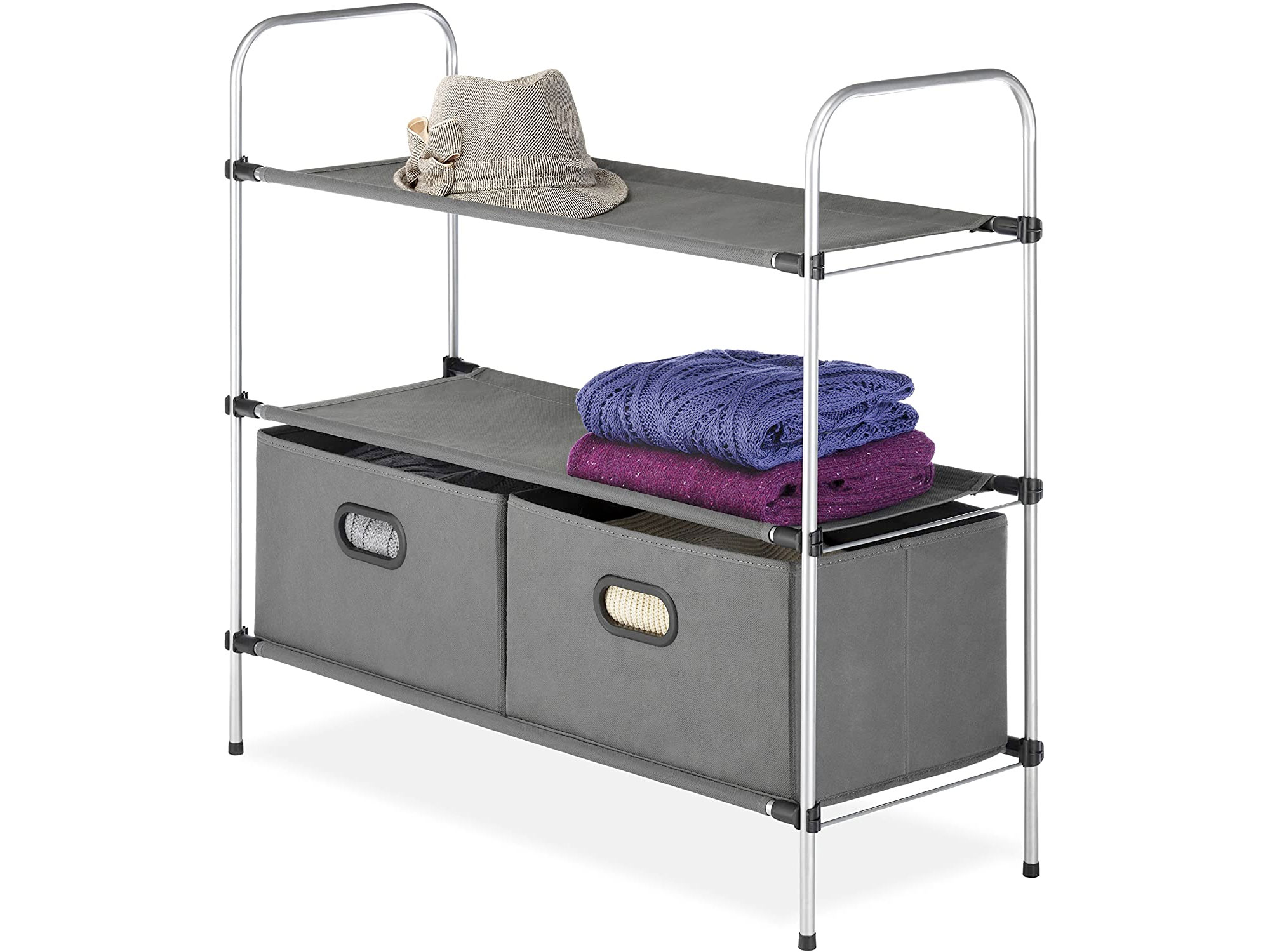 Amazon：Closet Organizer Collection (3 Tier Shelves with 2 Collapsible Drawers)只賣$21.99