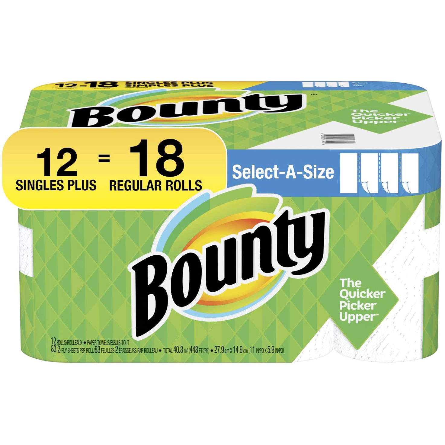 Amazon：Bounty Select-A-Size Paper Towels (12 Single Plus Rolls)只賣$18