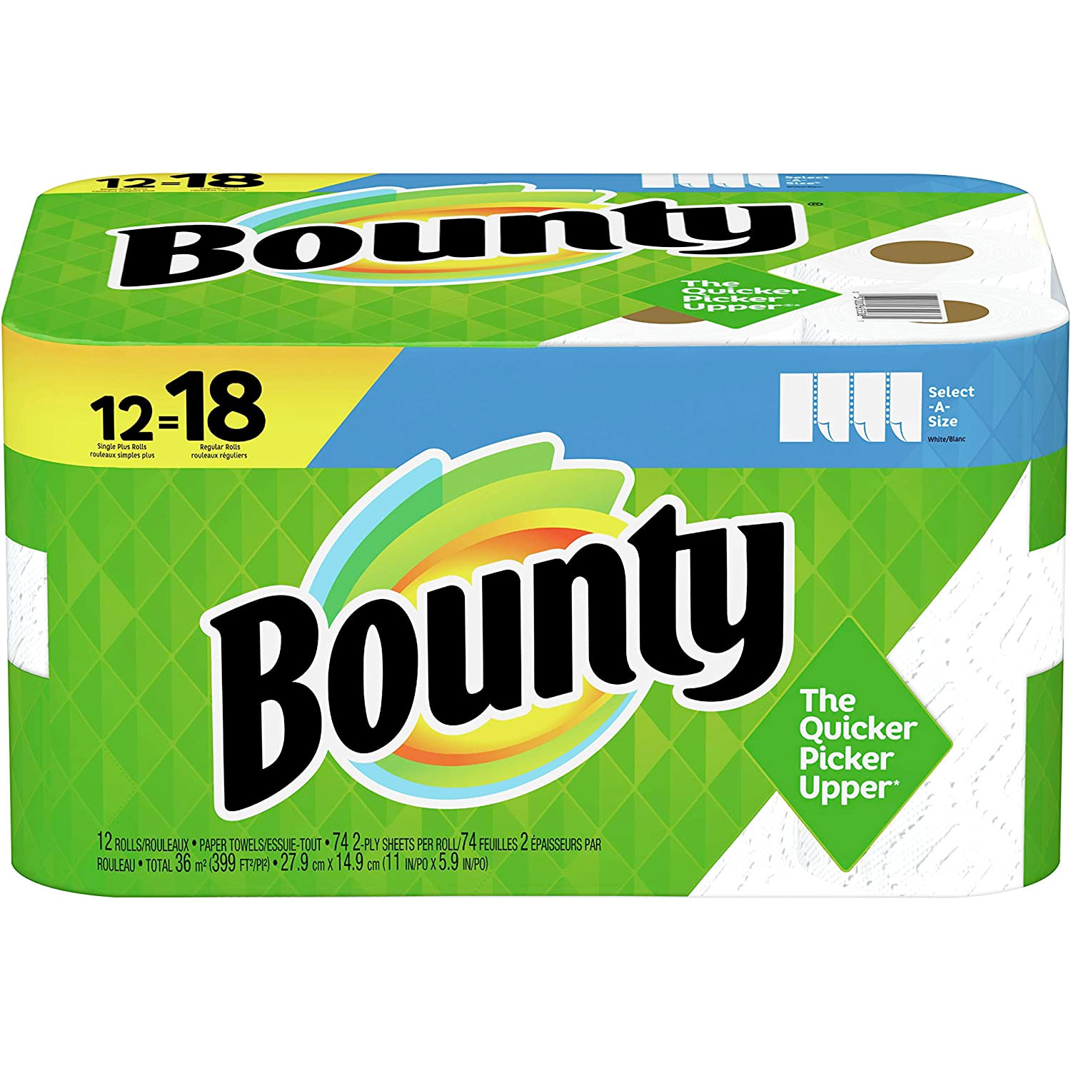 Amazon：Bounty Select-A-Size Paper Towels (12 Single Plus Rolls)只賣$16.99