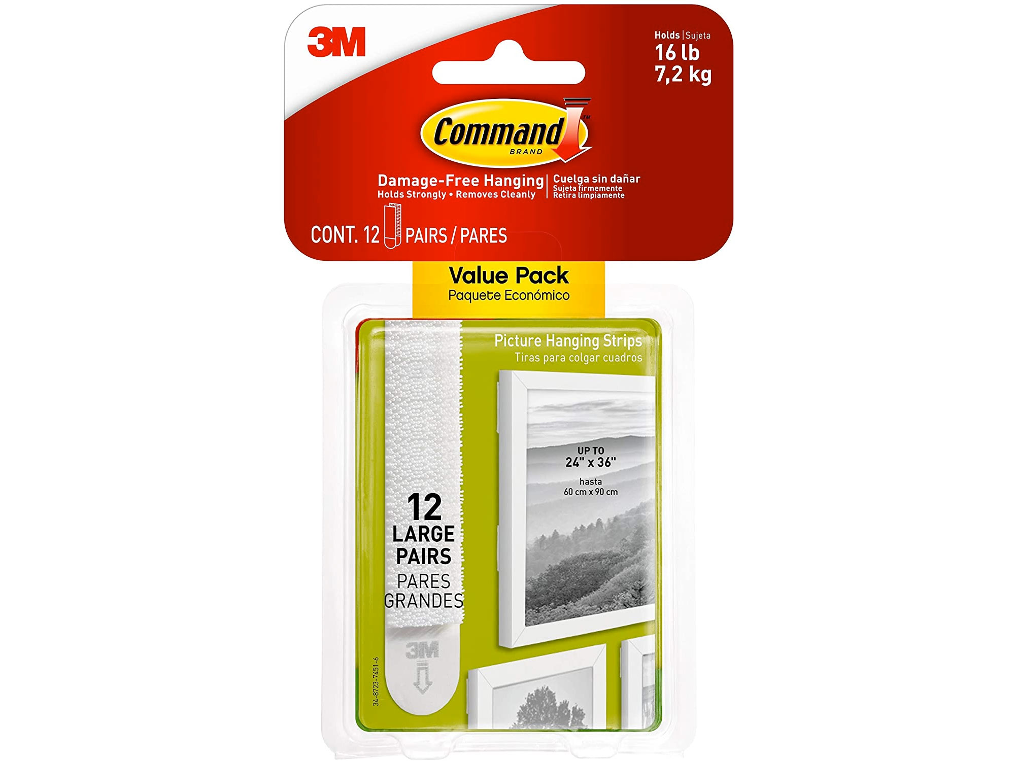 Amazon：3M Large Picture Hanging Strips(12 Pairs)只卖$10.97