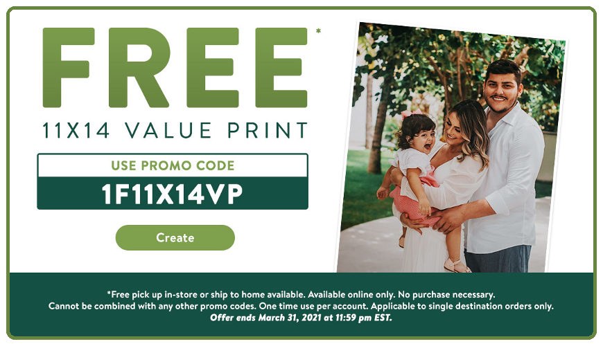 Walmart：免費11 x 14相片沖晒