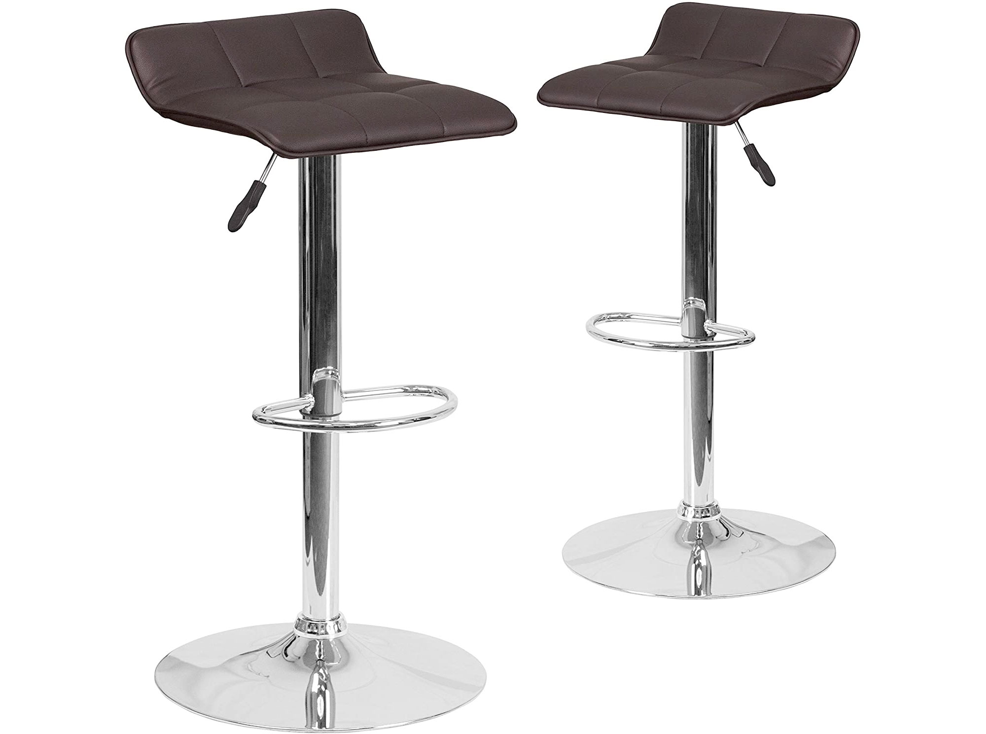 Amazon：Brown Vinyl Adjustable Height Barstool with Chrome Base and Footrest(2 pack)只賣$99.99