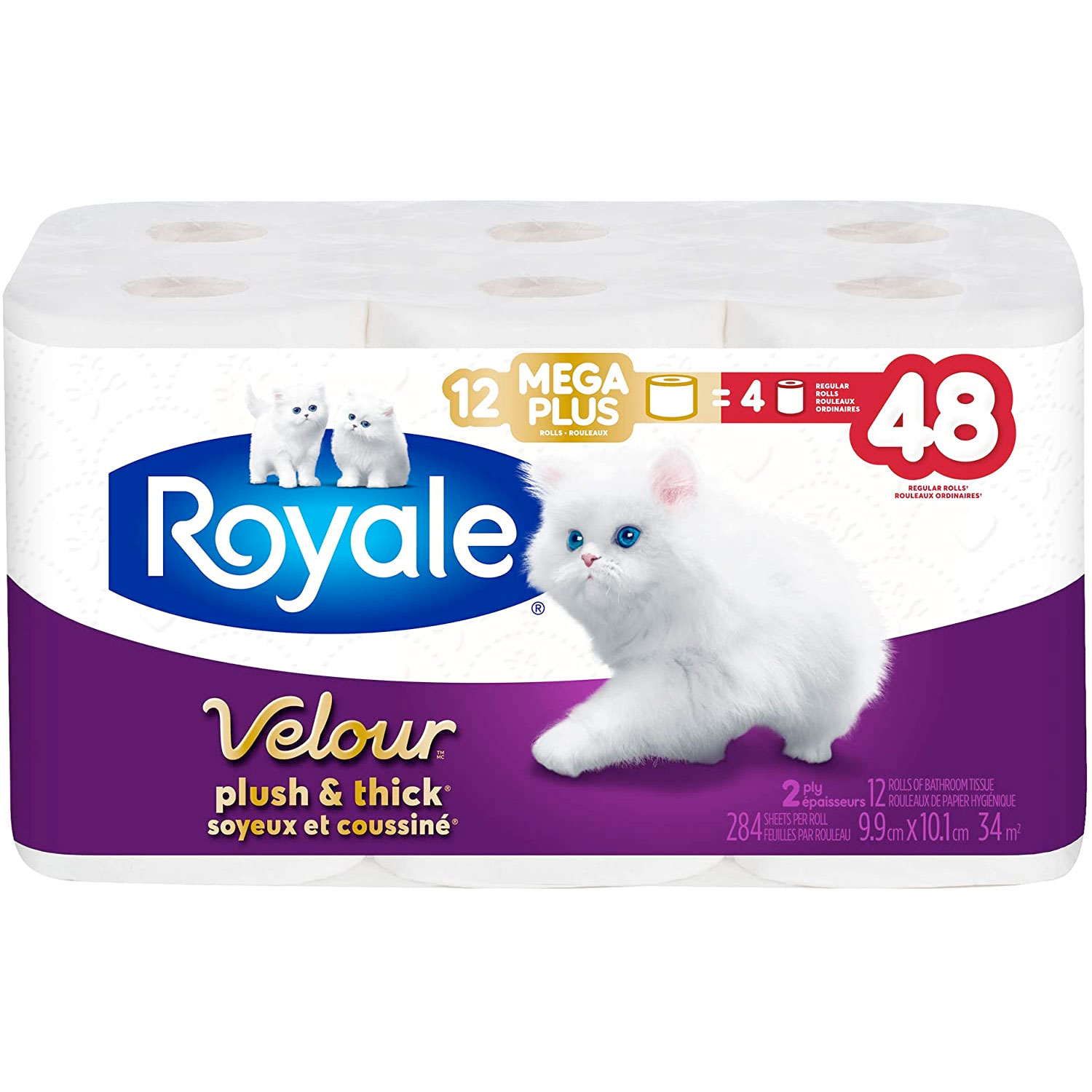 Amazon：Royale Velour Toilet Paper 12 Mega Rolls (48 Regular Rolls)只賣$14