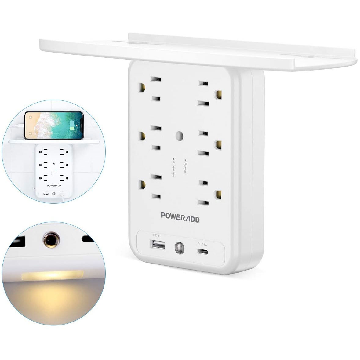 Amazon：6 Outlet Extender Surge Protector with 1 USB C + 1 USB只賣$15.59