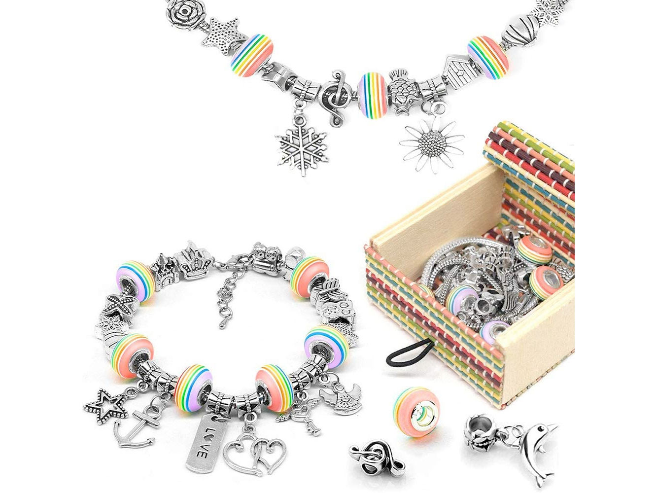 Amazon:DIY Charm Jewelry Making Set with 3 Bracelets for Girls只卖$8.99