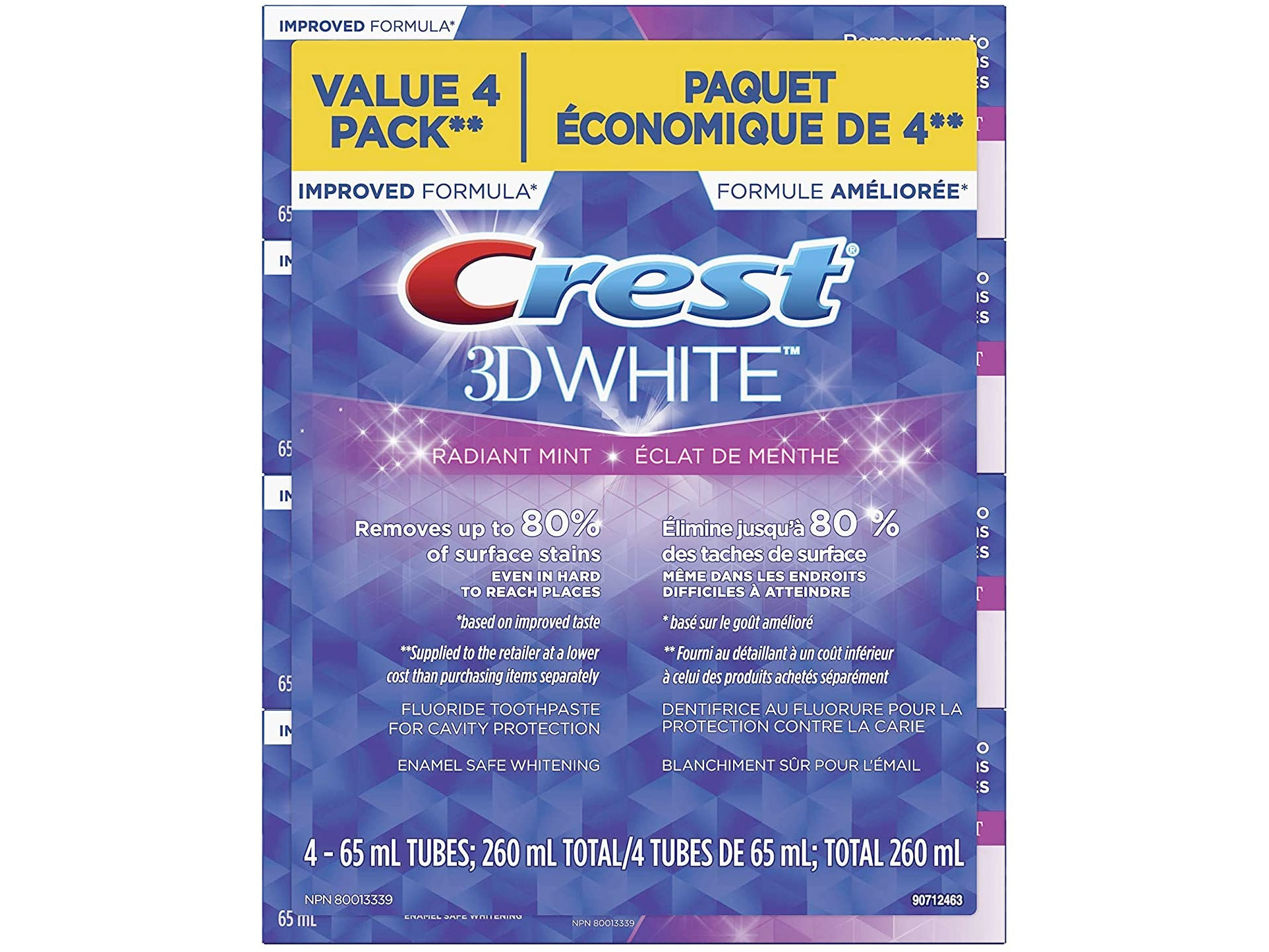 Amazon：Crest 3D White Radiant Mint Toothpaste (4 x 65ml)只卖$7.97