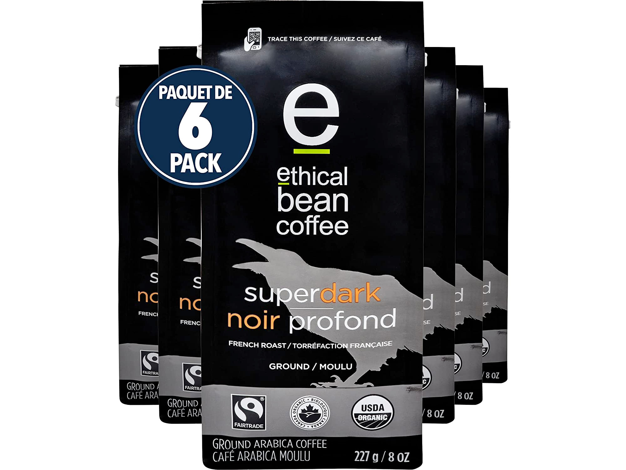 Amazon：Ethical Bean Fair Trade Organic Superdark Ground Coffee(227g, Pack of 6)只賣$24.50