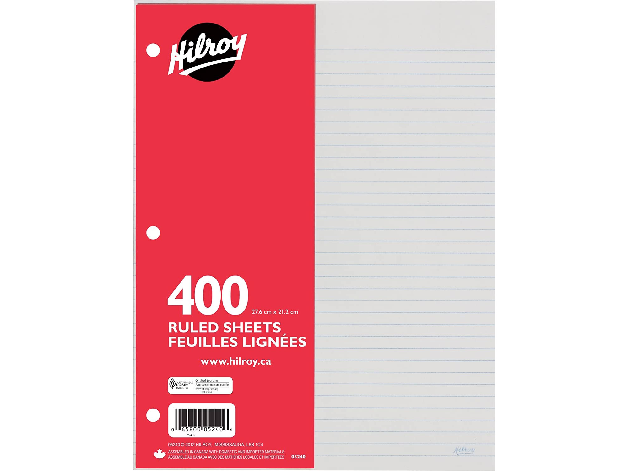 Amazon：Hilroy 3 Hole Punched Ruled Refill Paper (400 sheets)只卖$0.96