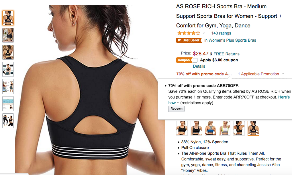 Amazon：Sports Bra只卖$5.54