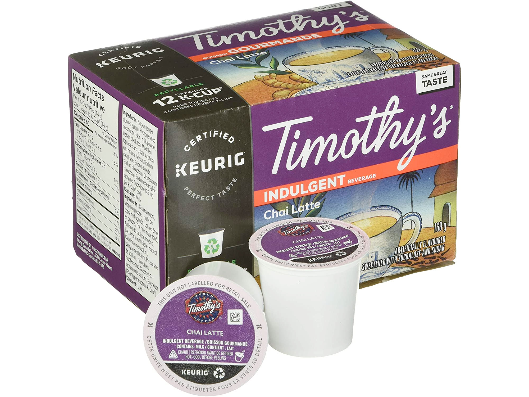 Amazon：Timothy’s Chai Latte Single Serve K-Cup (12 pods)只賣$3