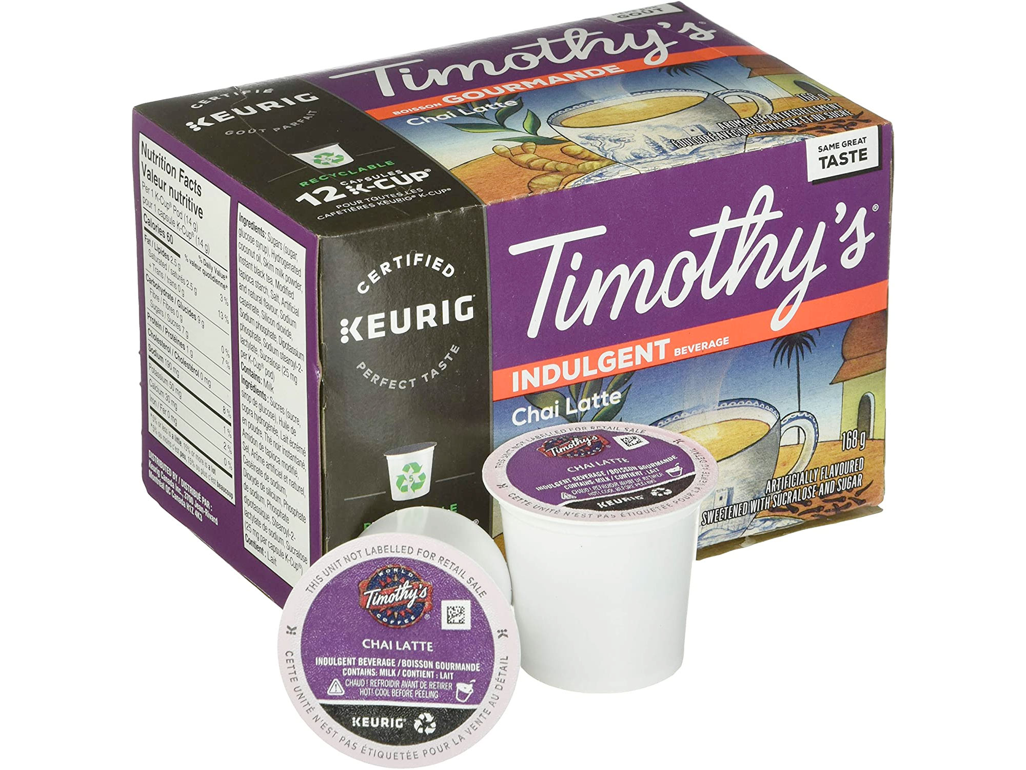 Amazon:Timothy’s Chai Latte Single Serve K-Cup (12 pods)只賣$3