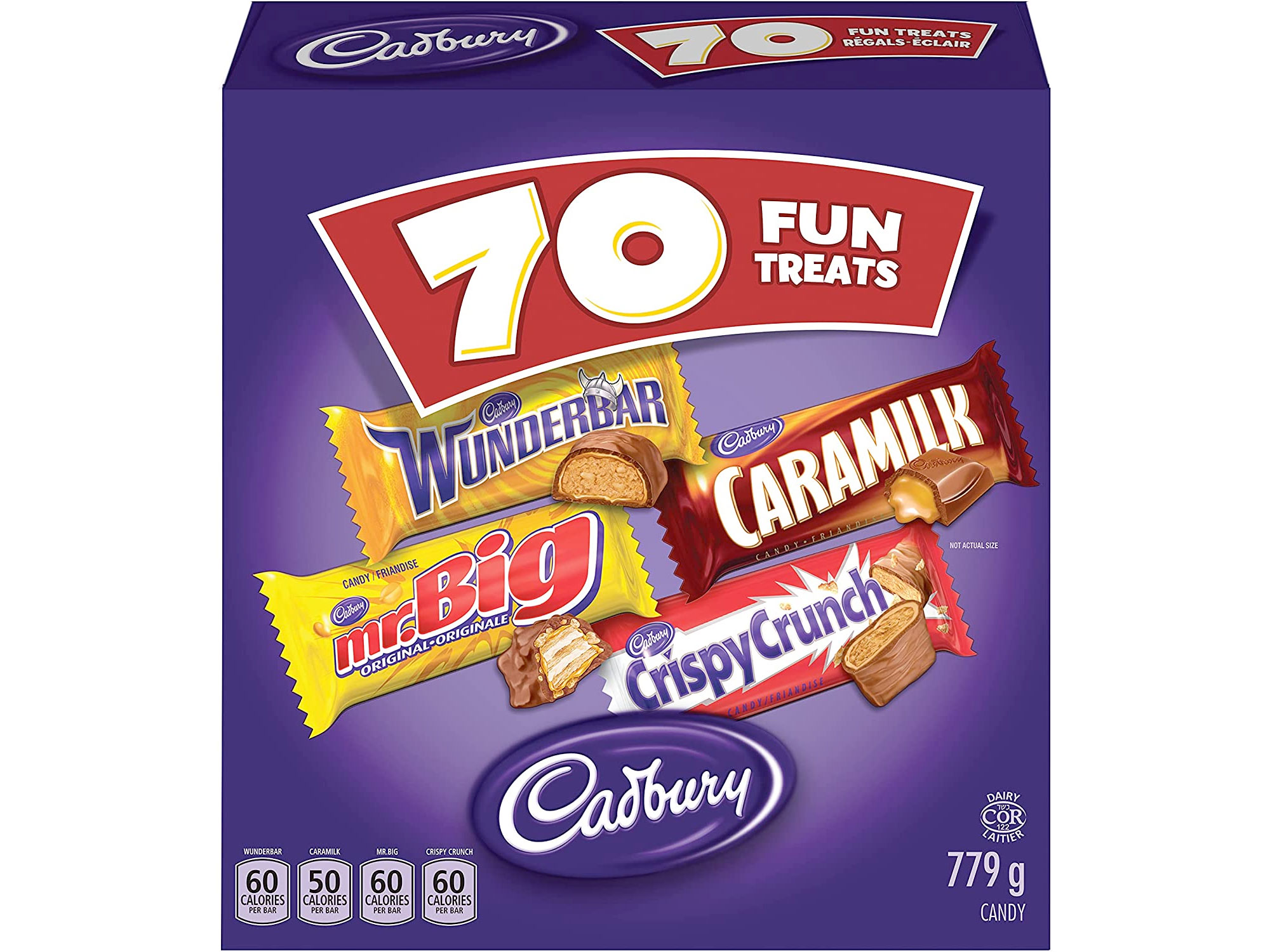 Amazon：Cadbury Assorted Fun Treats Chocolate Candy(70 Count, 779g)只卖$6.92