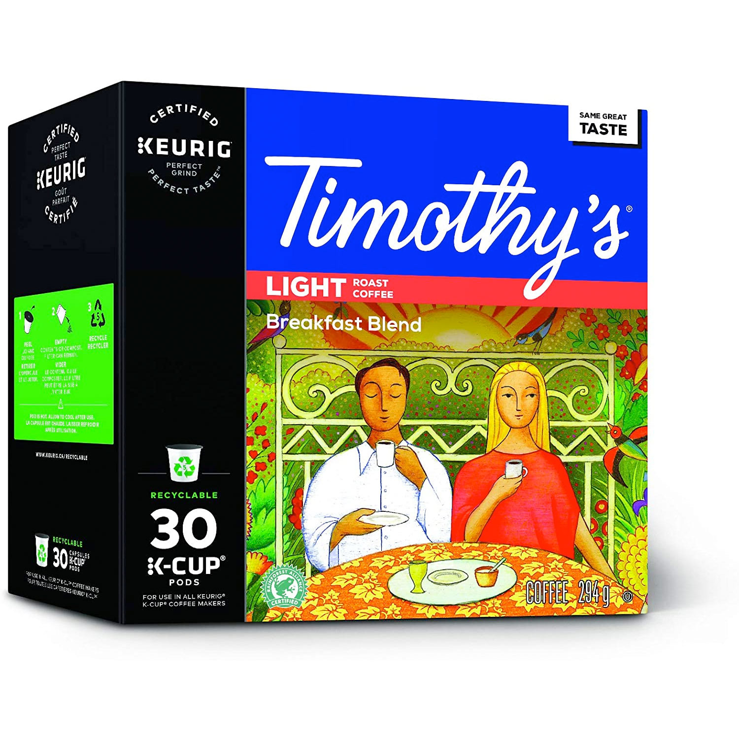 Amazon：Timothy`s Breakfast Blend Single Serve Keurig Certified Recyclable K-Cup Pods (30 Count)只賣$7.79