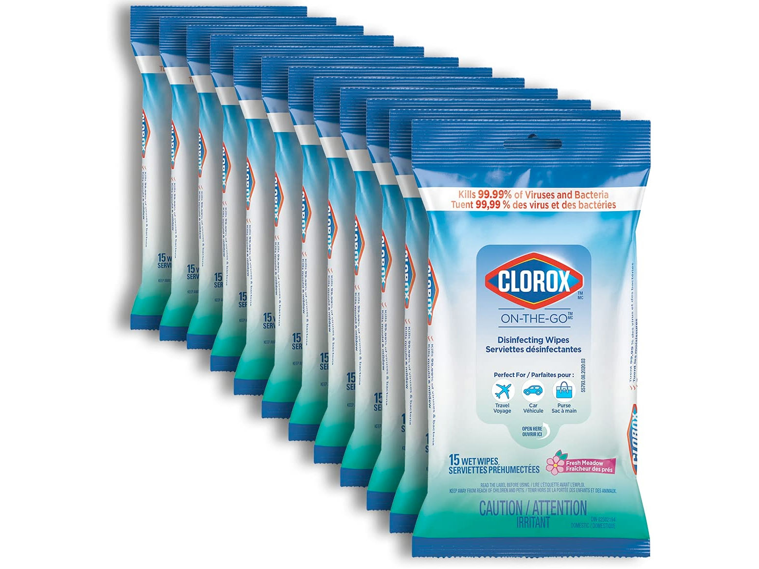 Amazon：Clorox On-The-Go Disinfecting Wipes (每包15片，共12包)只賣$8.16(只限Amazon Prime會員)
