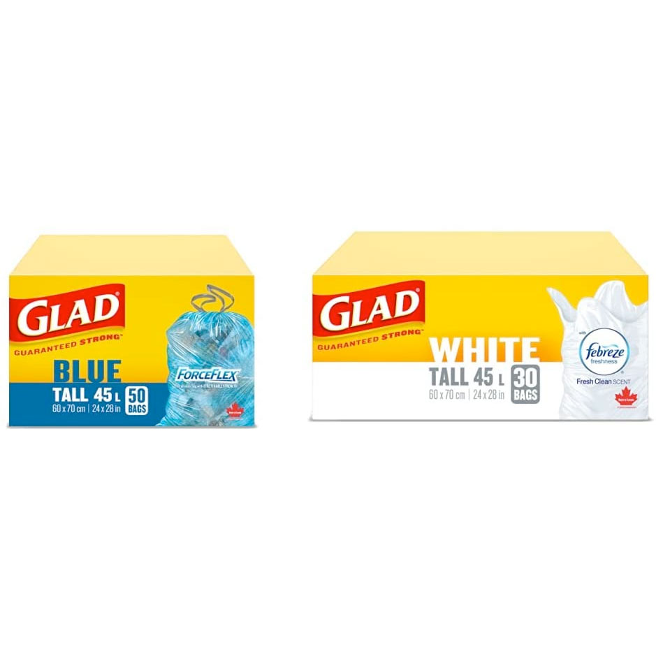 Amazon：Glad Blue Recycling Bags (45L, 50 Bags) + White Garbage Bags (45L, 30 Bags)只賣$9.98