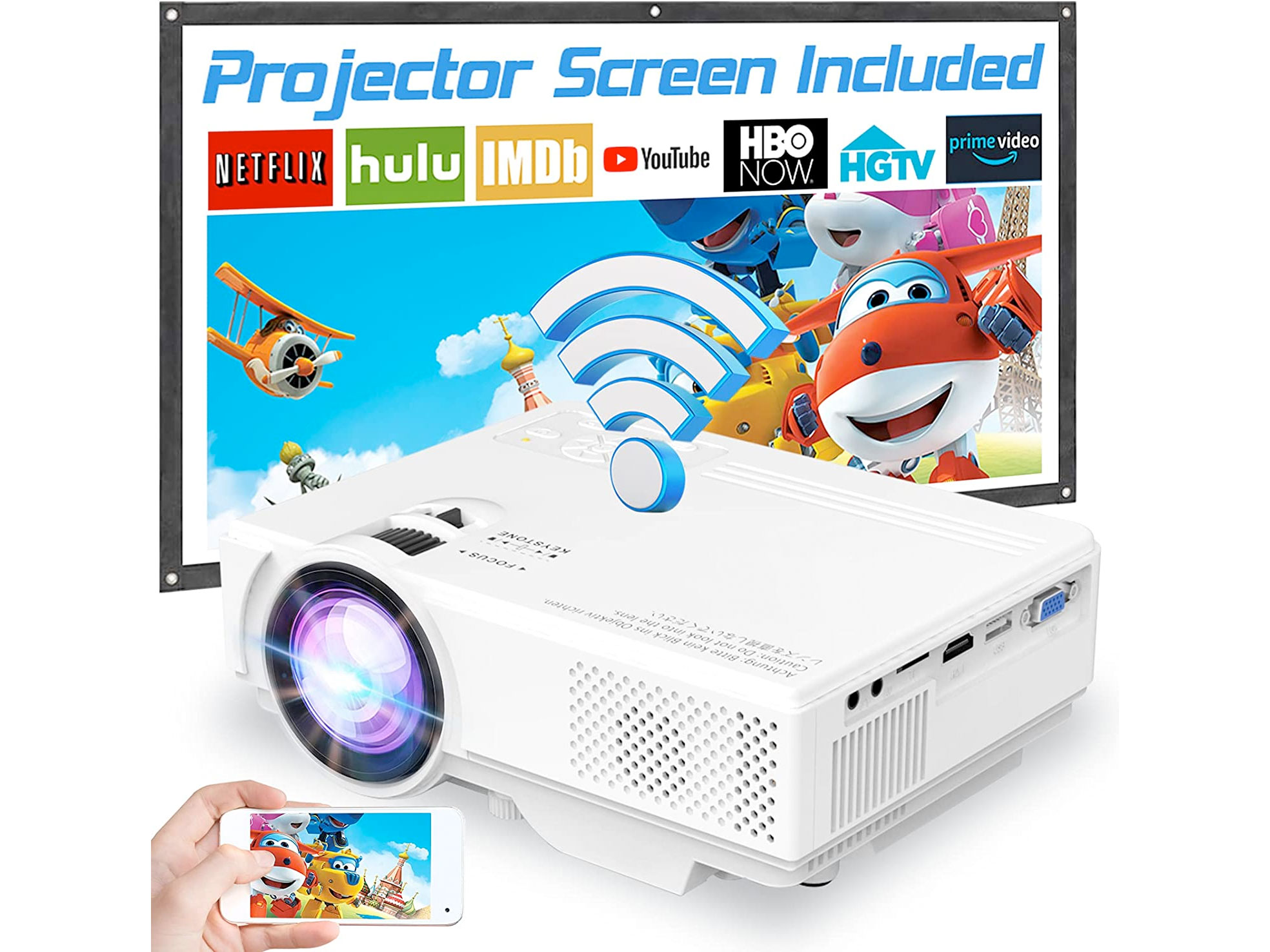 Amazon：Projector + 100″ Screen只賣$60.49