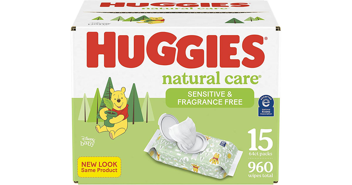 Amazon：Huggies Natural Care Sensitive Baby Wipes (15 Packs, 960 Wipes in Total)只賣$18.97