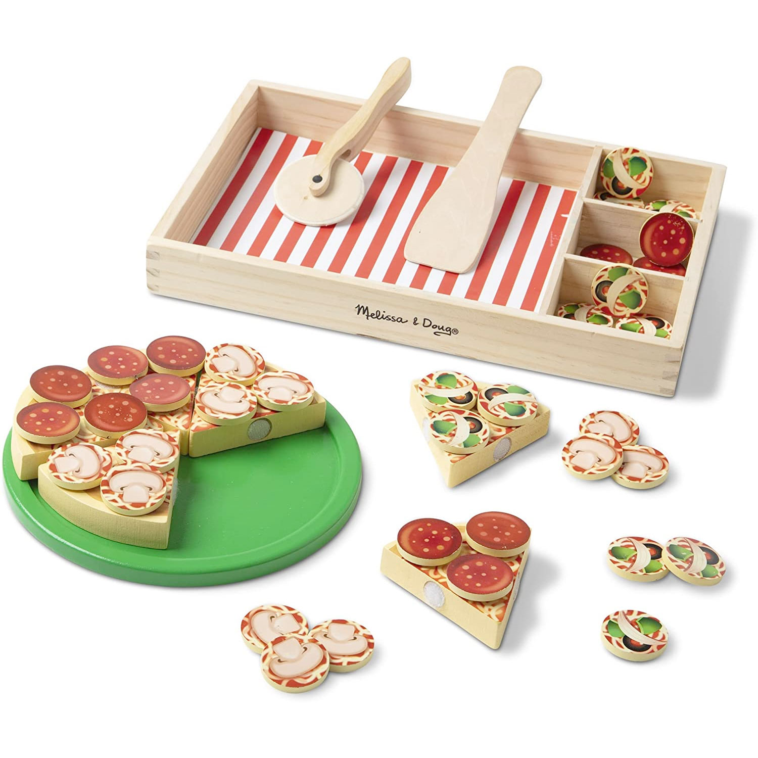 Amazon：Melissa & Doug Wooden Pizza Play Food Set With 36 Toppings只賣$22.39