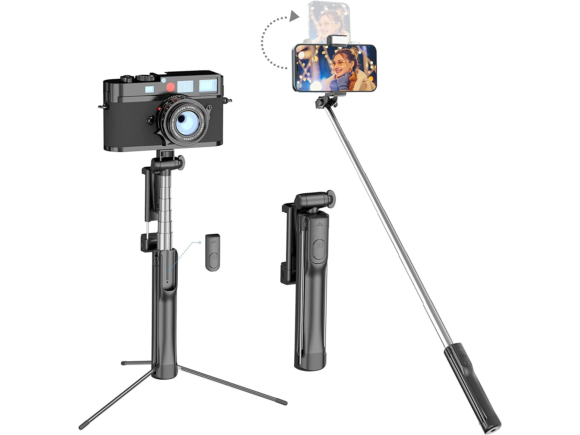 Amazon：Selfie Stick Tripod with Fill-in Light and Remote只賣$9.99