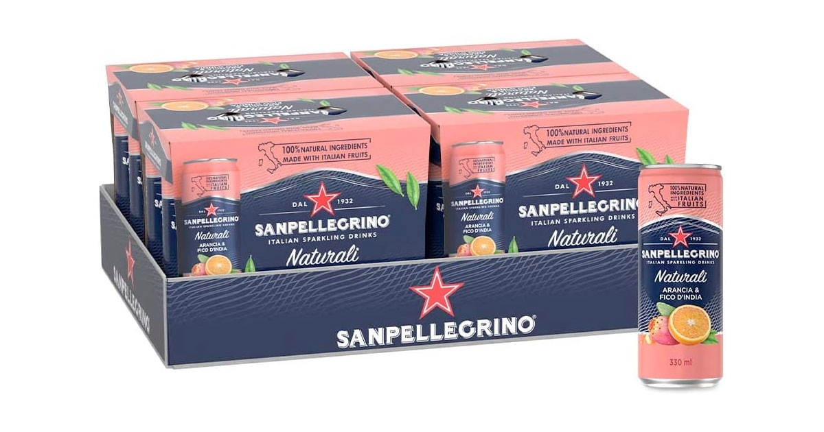 Amazon：San Pellegrino Naturali Italian Sparkling Drink Arancia & Fico D’India (24 Cans、免按樽)只賣$18.52