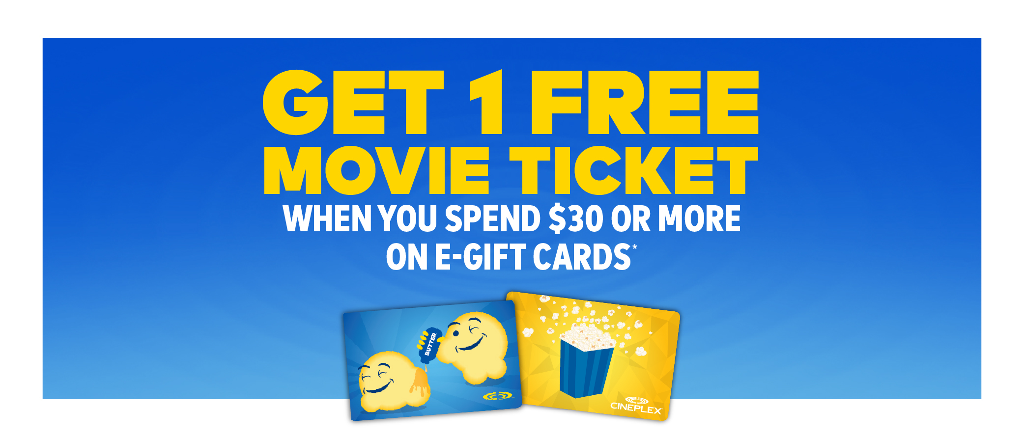 Cineplex：購買$30 Gift Card，可免費獲贈一張戲飛
