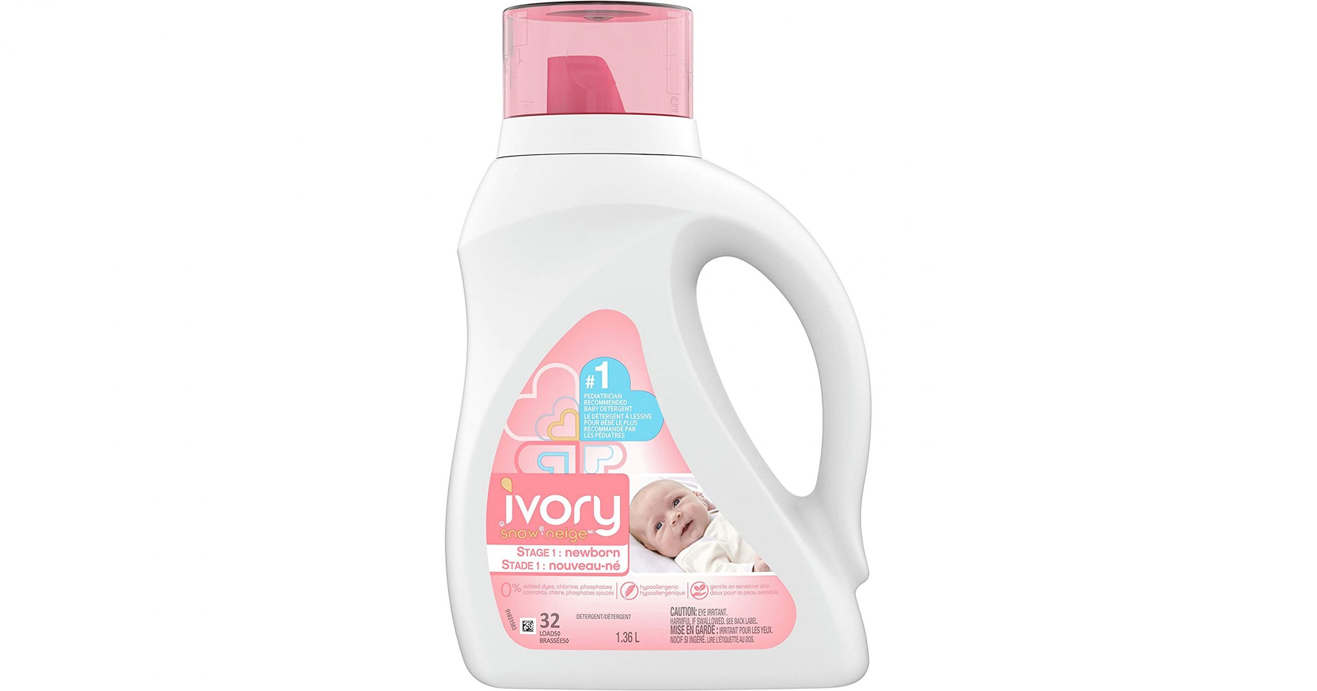 Amazon：Ivory Snow Stage 1: Newborn Liquid Laundry Detergent (32 Loads 1.36 L)只賣$6.99(只限Amazon Prime會員)