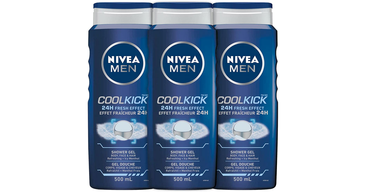 Amazon：NIVEA Men Cool Kick Shower Gel (3 x 500ml)只賣$5.70(只限Amazon Prime會員)