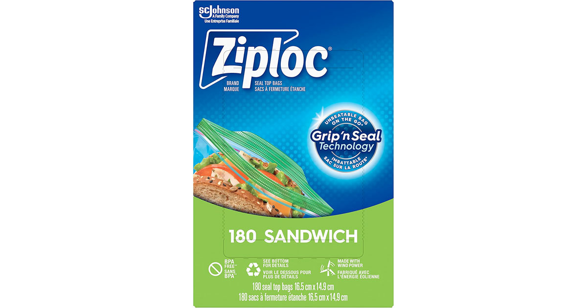 Amazon：Ziploc Snack and Sandwich Bags (180 Count)只卖$5.01