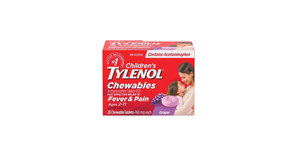 Amazon：Tylenol Children’s Chewables Fever and Pain Relief (160mg, 20 Tablets)只賣$6.97