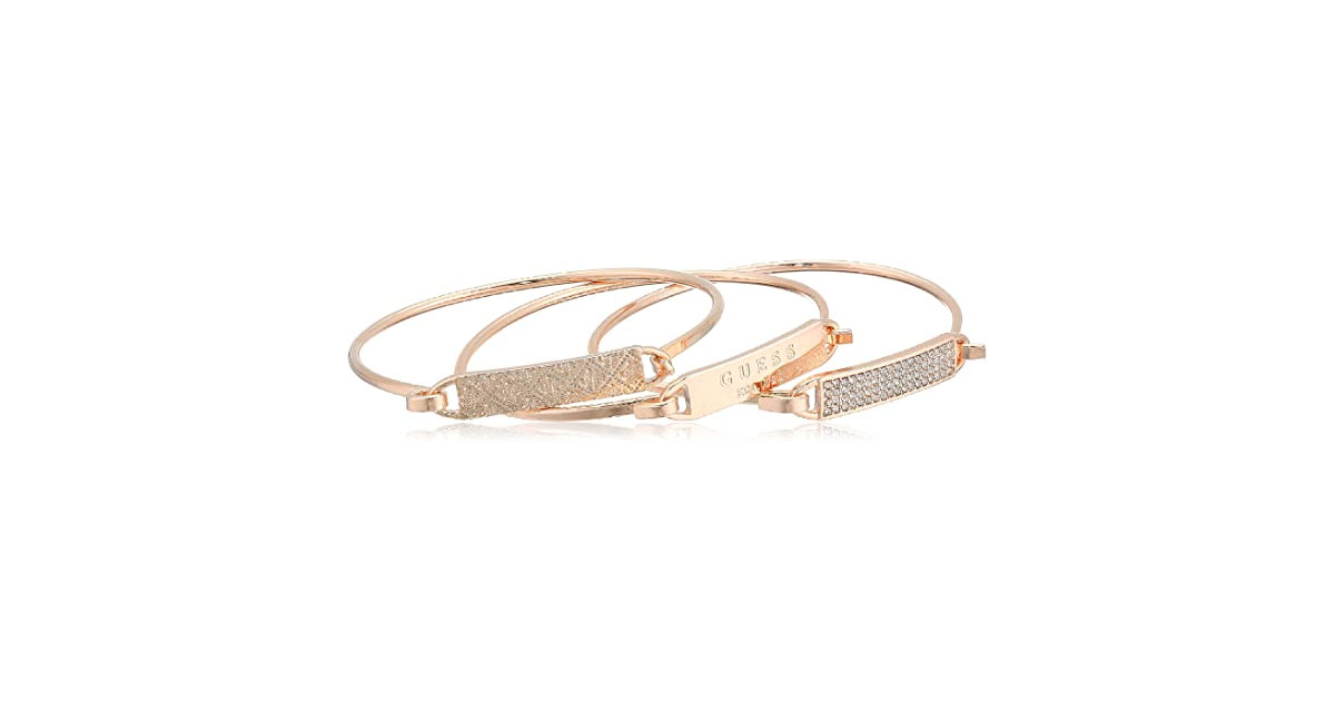 Amazon:GUESS 3 Piece Tension ID Rose Gold Bangle Bracelet只賣$12.40