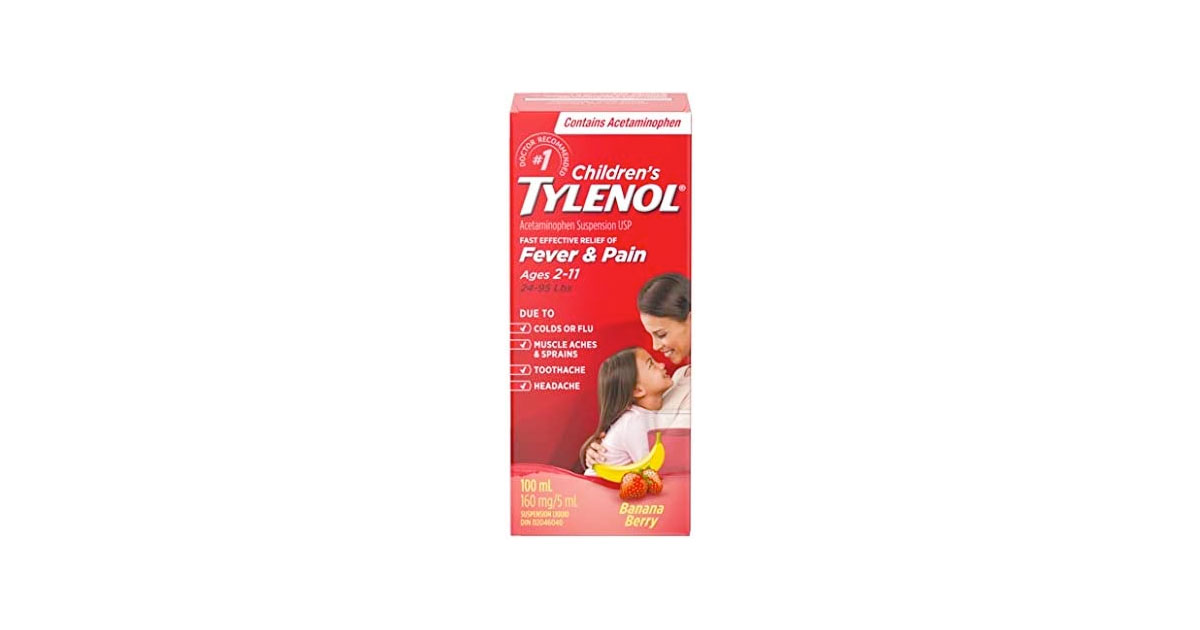 Amazon：Tylenol Children’s Liquid for Fever and Pain Relief, Banana Berry Flavour (100ml)只賣$9.99