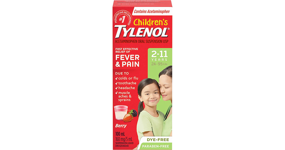 Amazon：Tylenol Children’s Liquid for Fever and Pain Relief (Berry Flavour, 100ml)只賣$9.99