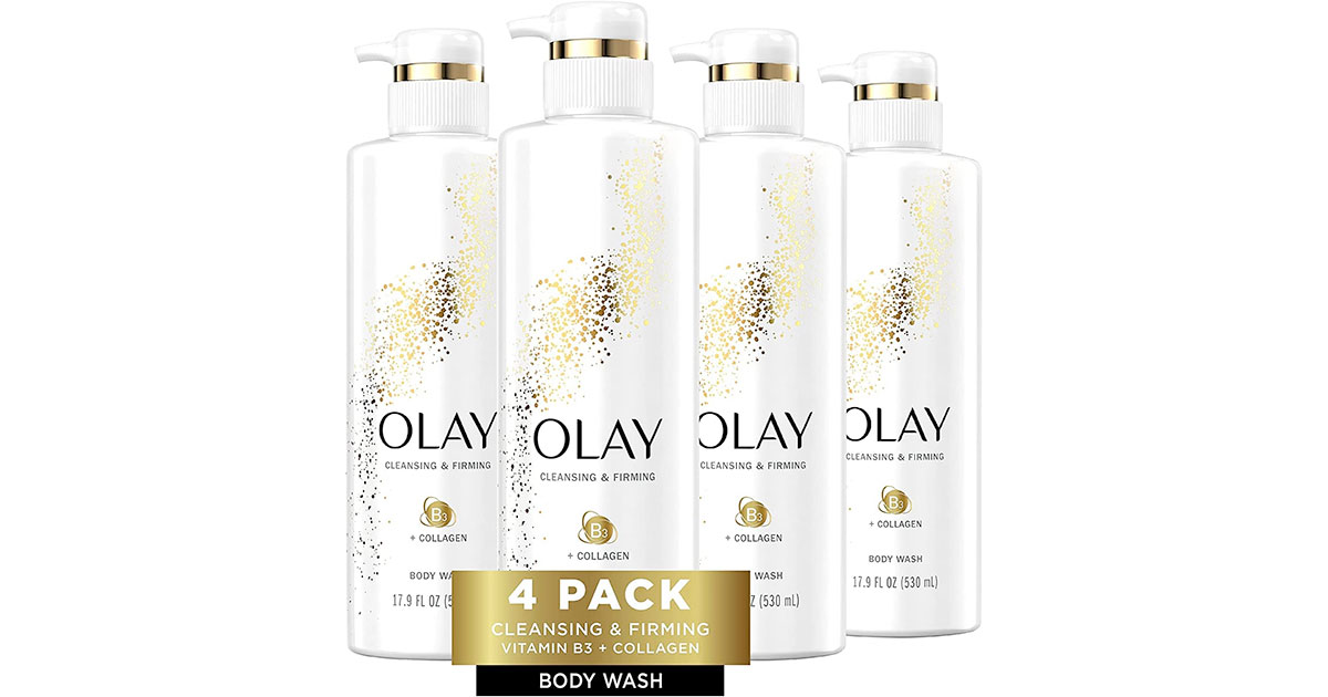 Amazon：Olay Cleansing & Firming Body Wash with Vitamin B3 and Collagen (530 ml, 4 Pack)只賣$18.39