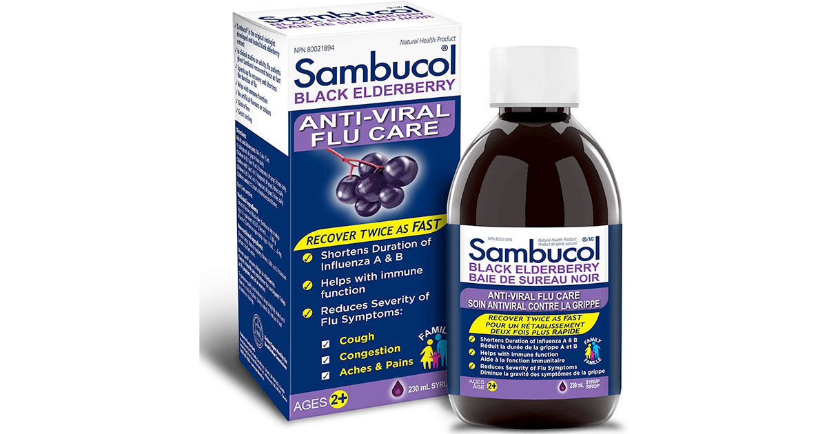 Amazon：Sambucol Black Elderberry Anti-Viral Flu Care Syrup (230ml)只賣$14.56