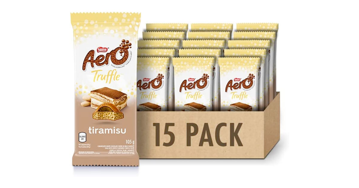 Amazon：‎Nestlé Aero Truffle Tiramisu Milk Chocolate Bars (105g x 15 Bars)只賣$29.18