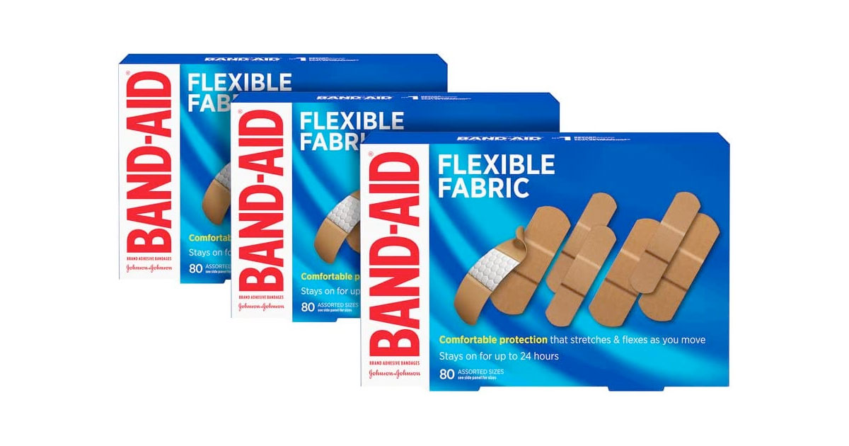 Amazon：Band-Aid Flexible Fabric Adhesive Bandages (3-PACK)只賣$13.17