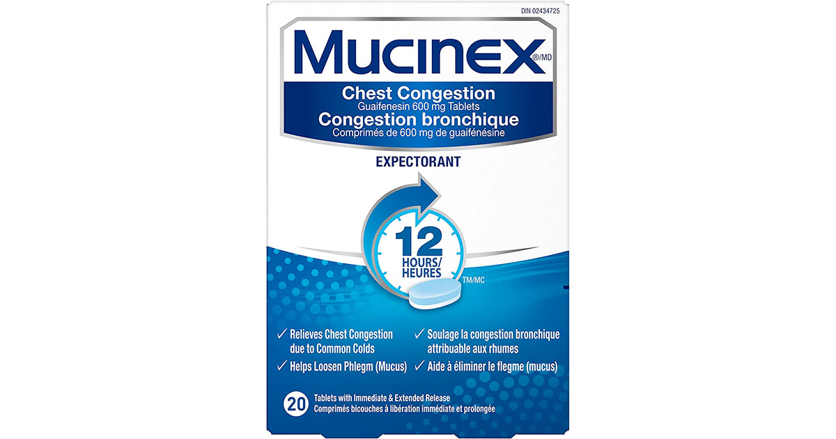Amazon：Mucinex Chest Congestion (600 mg, 20 Count)只卖$11.98