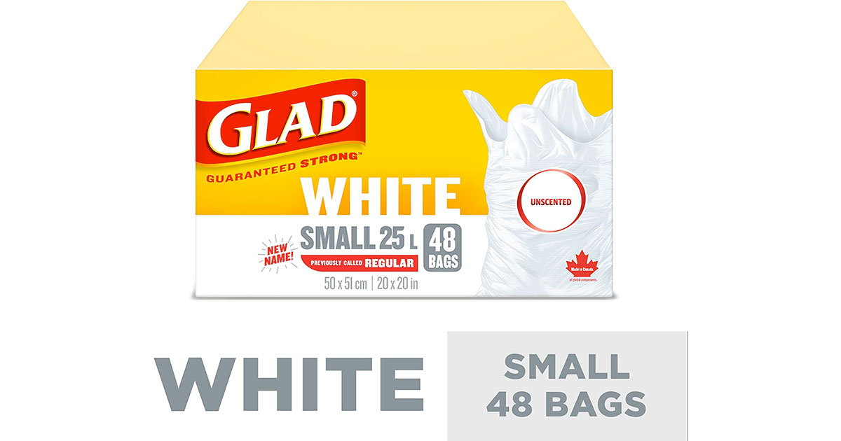Amazon：Glad White Garbage Bags (48 Bags, 25L)只賣$4