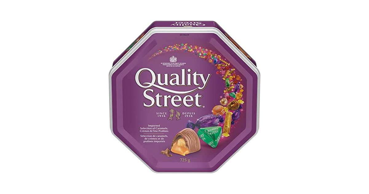 Amazon：Nestlé Quality Street Imported Caramels, Crèmes & Pralines, Chocolate and Candy (725 g)只賣$10.97