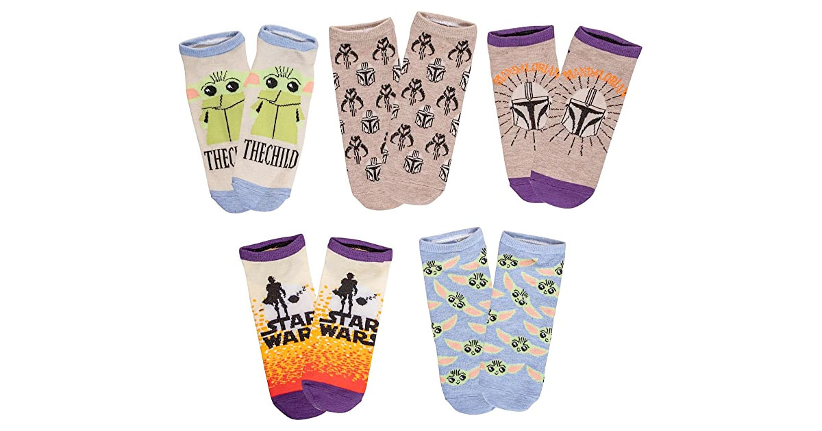 Amazon:Star Wars The Mandalorian Baby Yoda 5-Pack Low Cut Ankle Socks(女裝)只賣$9.99