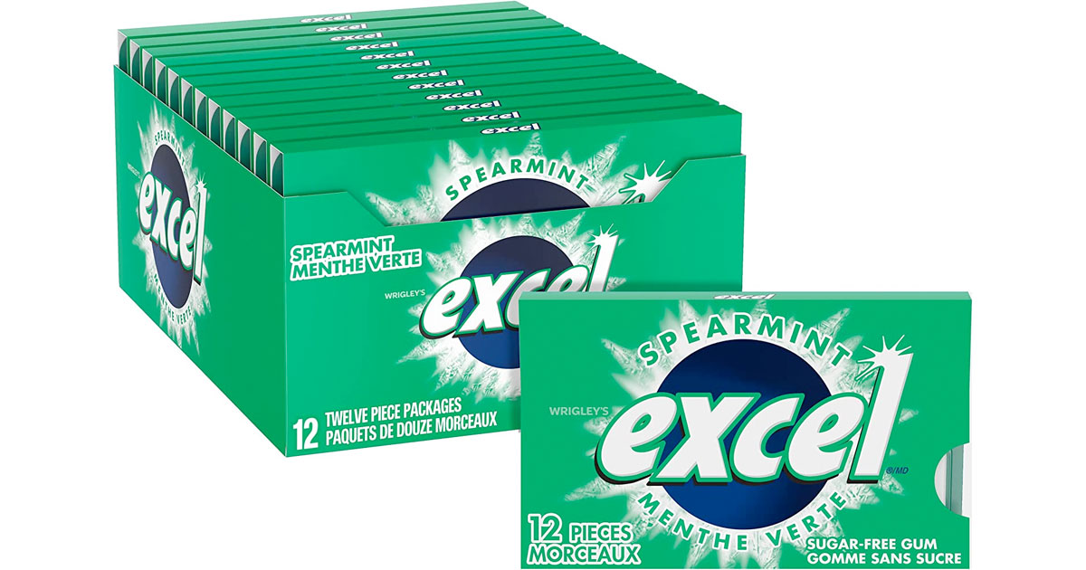 Amazon：Excel Spearmint Chewing Gum (12 Packs)只卖$7.68