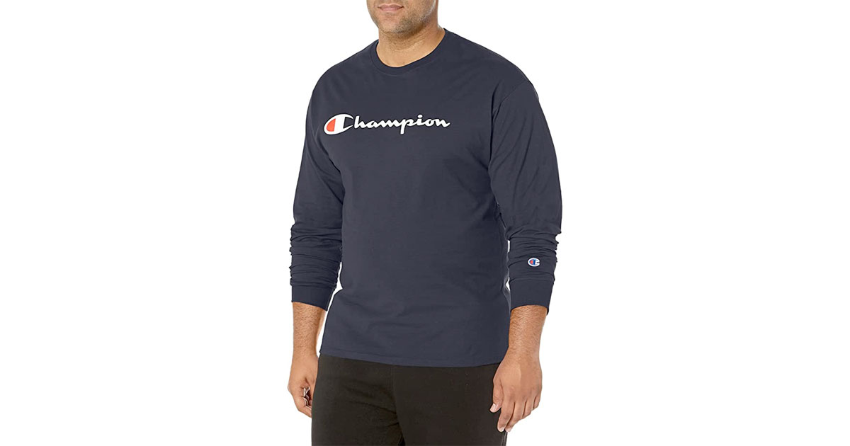 Amazon:Champion Men’s Classic Jersey Long Sleeve Graphic T-shirt只賣$16.97