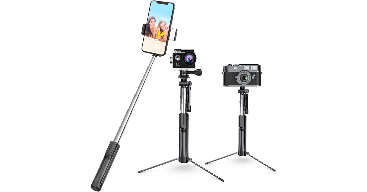 Amazon：Selfie Stick Tripod with Fill-in Light and Remote只賣$5.99