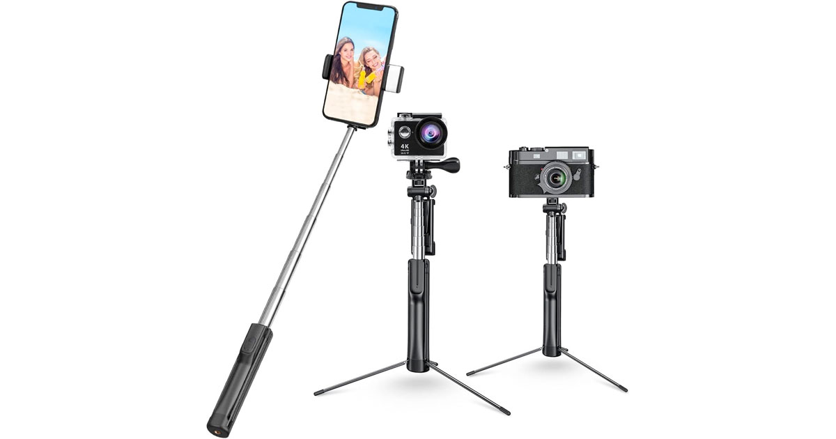 Amazon:Selfie Stick Tripod with Fill-in Light and Remote只賣$5.99