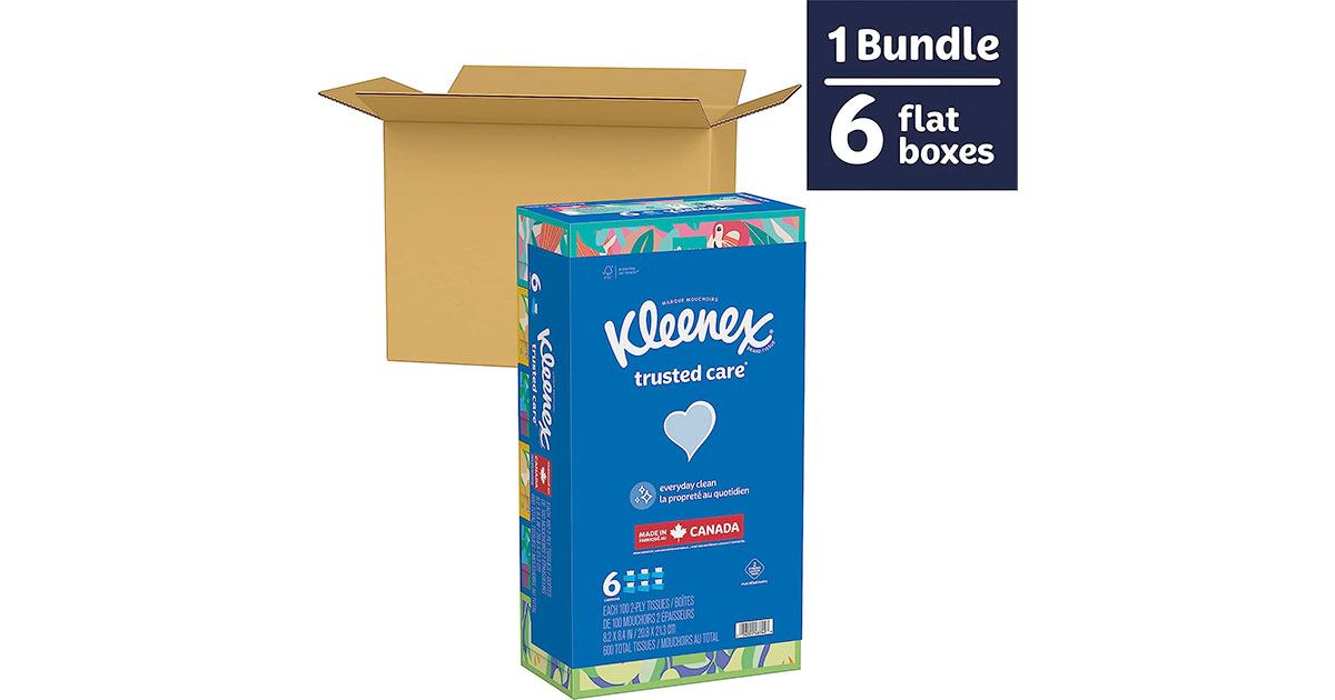 Amazon：2-Ply Kleenex Facial Tissue (6 Boxes, 100 Tissues per Box)只賣$5.99