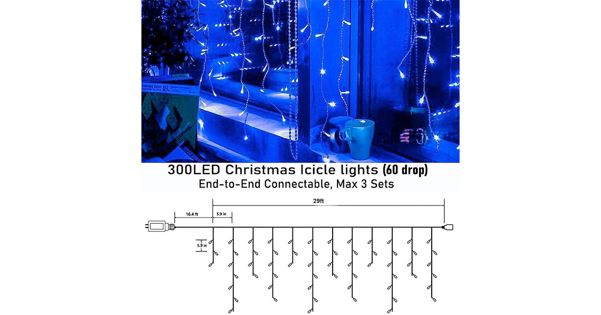 Amazon：Christmas Icicle Lights只賣$12.49