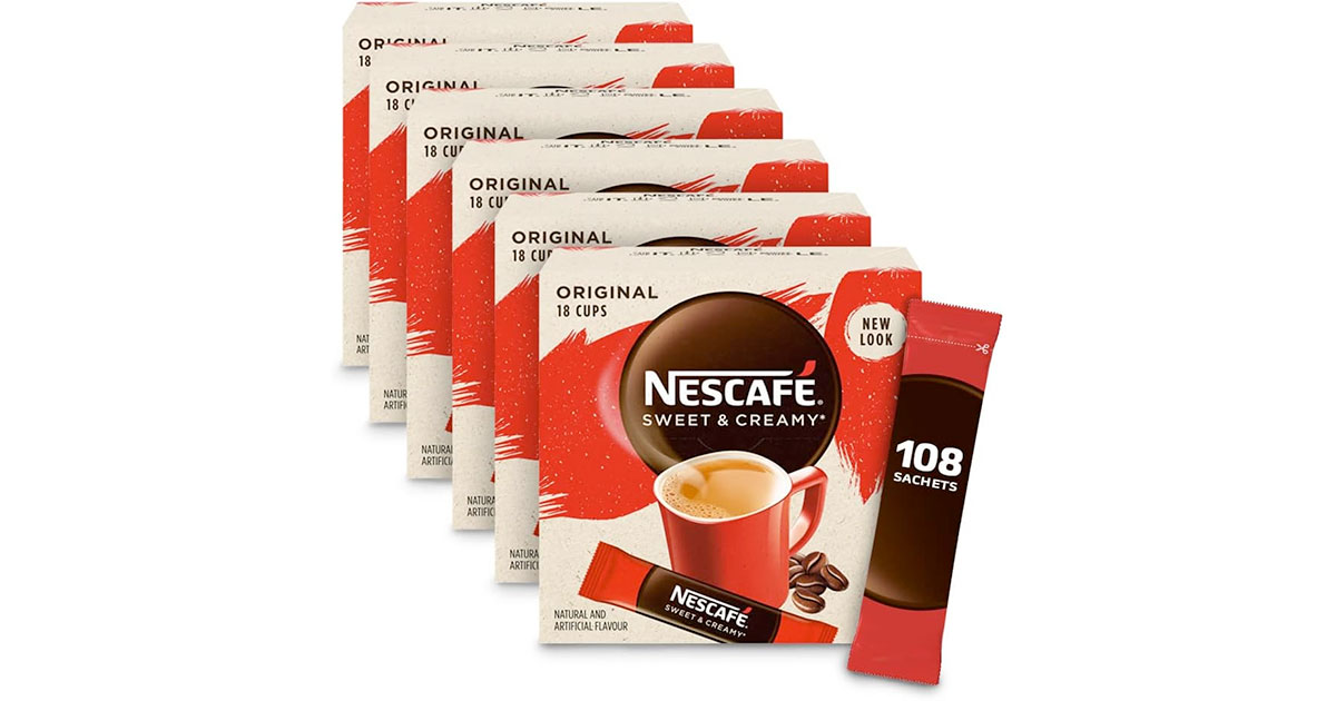 Amazon：Nescafé Sweet and Creamy Original Instant Coffee Mix Box (6 Count, 108 Sachets Total)只賣$29.82
