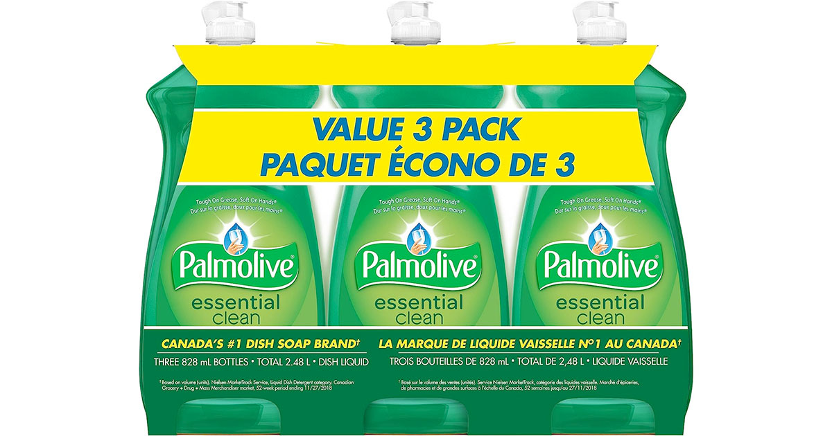 Amazon：Palmolive Essential Clean Liquid Dish Soap (828ml, Pack of 3)只賣$6