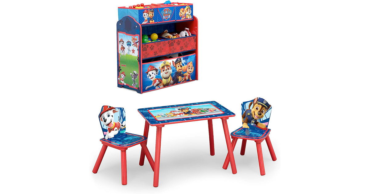Amazon：PAW Patrol 4-Piece Playroom Solution (Table + 2 Chairs + 6-Bin Toy Organizer)只賣$99.97